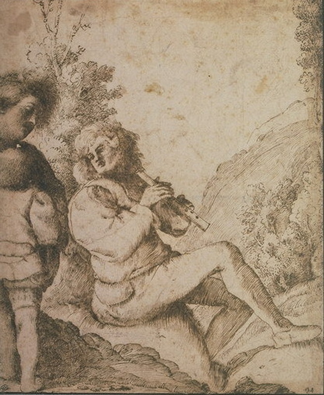 Un pastore, suonando un flauto di canna, osserva un ragazzino - Museo del Louvre, Parigi